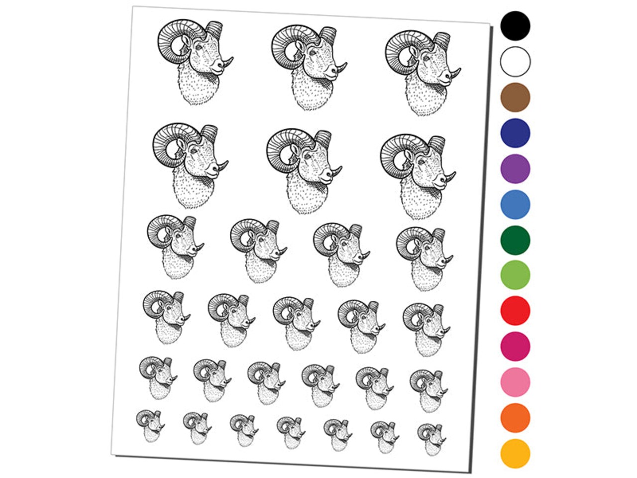 Majestic Bighorn Sheep Head Temporary Tattoo Water Resistant Fake Body Art Set Collection